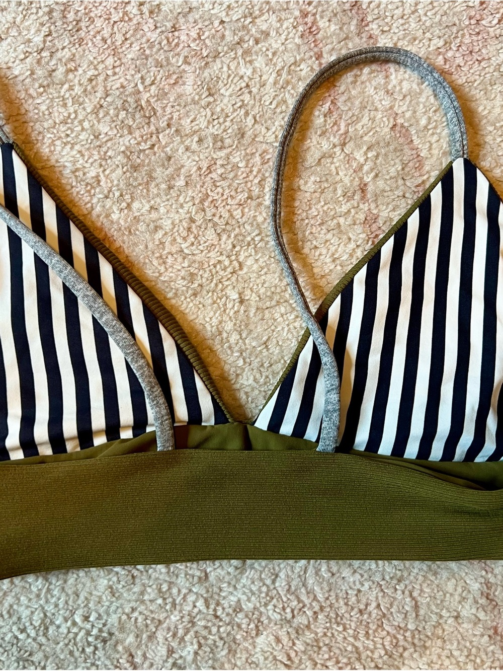 Boys + Arrows Striped Navy & White Bikini with Olive Trim - Picture 5 of 7